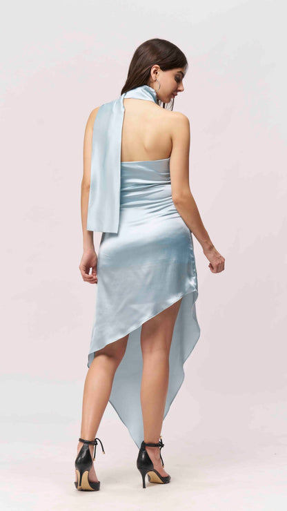 Offshoulder Satin Scarf Dress