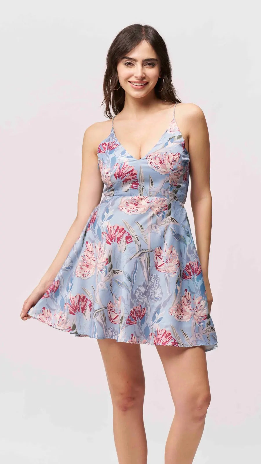 Pastel Floral Print Fit-and-Flare Mini Dress