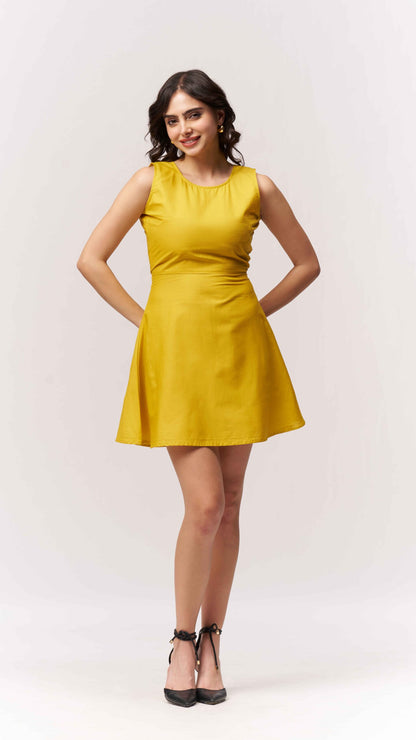 Cotton Backless Mini Dress