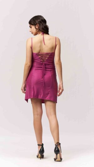 Strappy High Slit Purple Mini