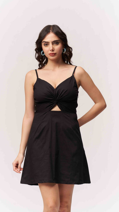 Cotton Midriff Cutout Mini Dress