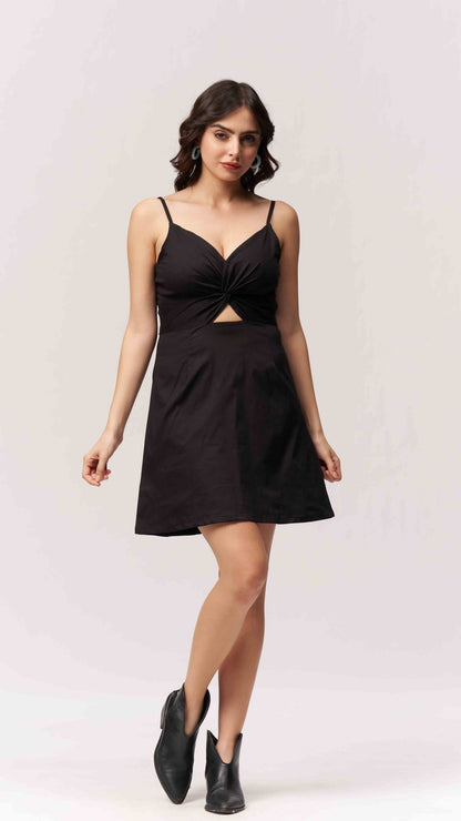 Cotton Midriff Cutout Mini Dress