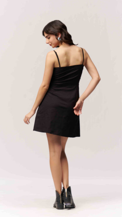 Cotton Midriff Cutout Mini Dress