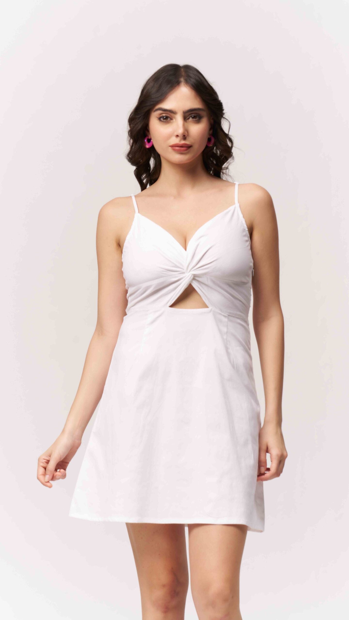 Cotton Midriff Cutout Mini Dress