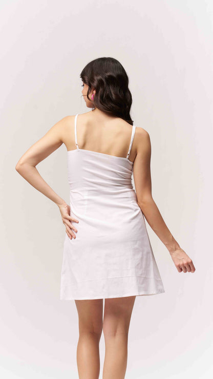 Cotton Midriff Cutout Mini Dress