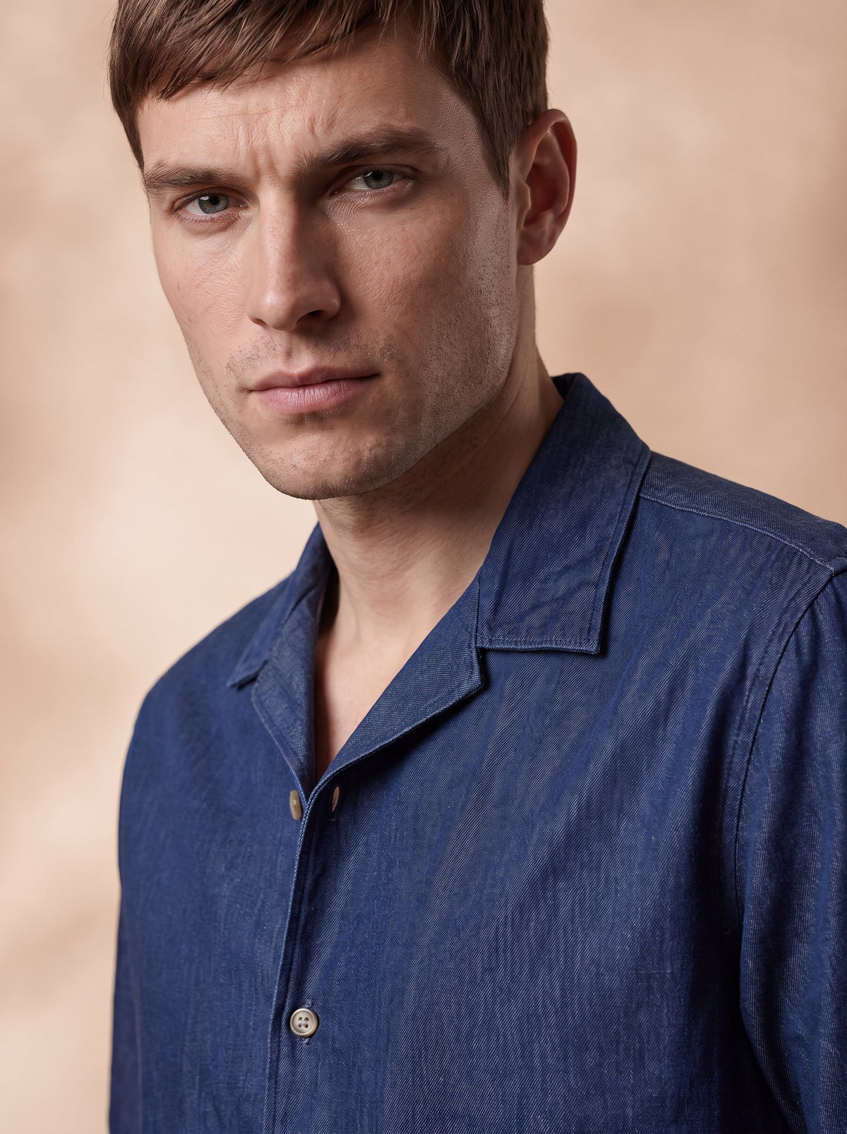 Boxy Fit Denim Navy Blue Casual Shirt for Men (DURAN)