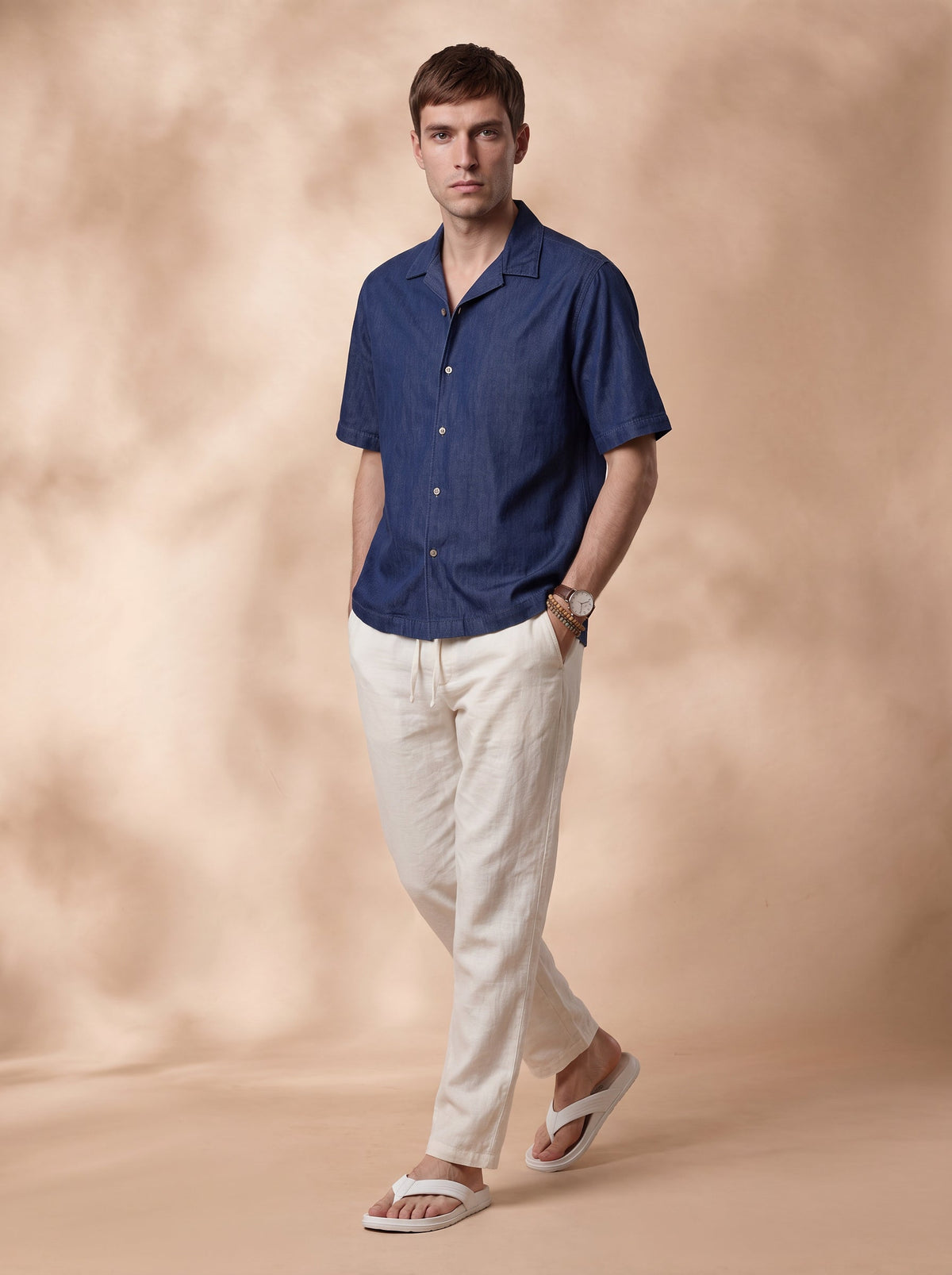 Boxy Fit Denim Navy Blue Casual Shirt for Men (DURAN)