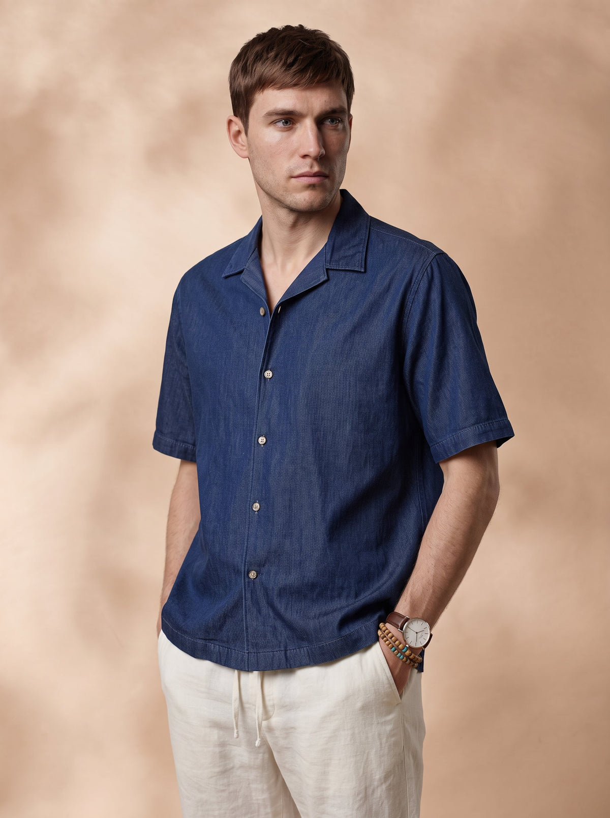 Boxy Fit Denim Navy Blue Casual Shirt for Men (DURAN)