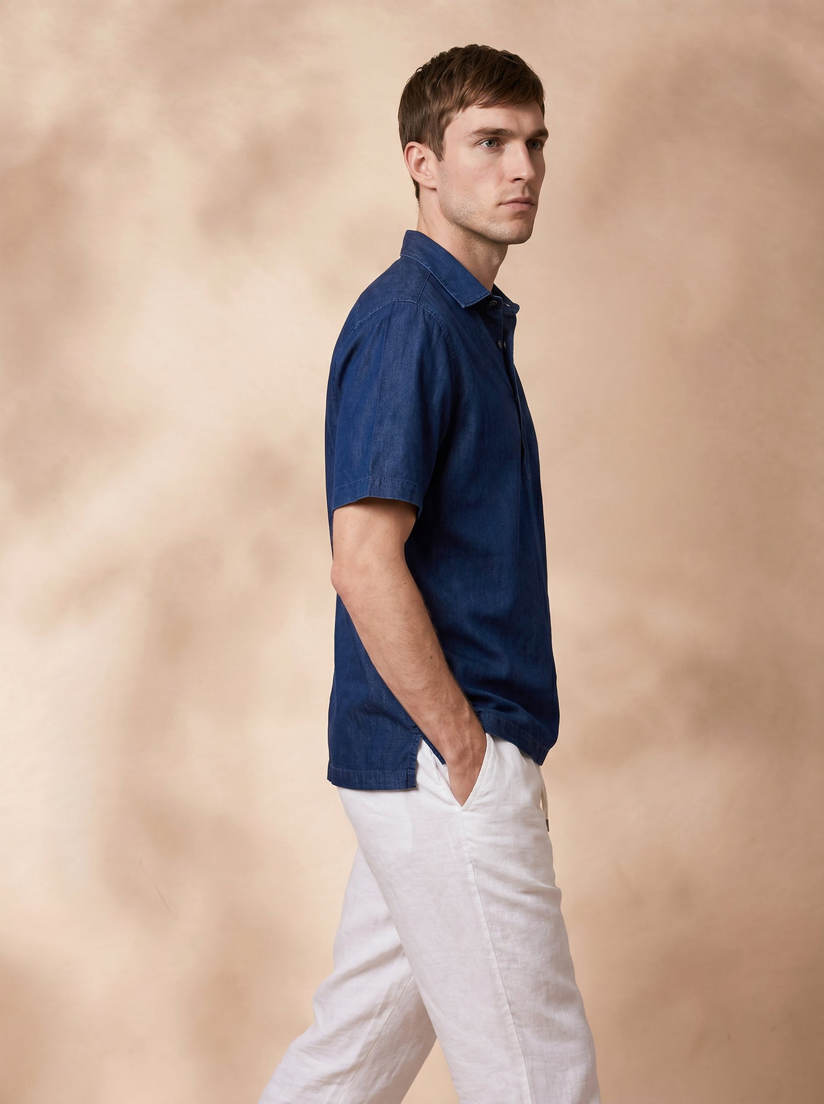 Boxy Fit Denim Navy Blue Casual Shirt for Men (DURAN)