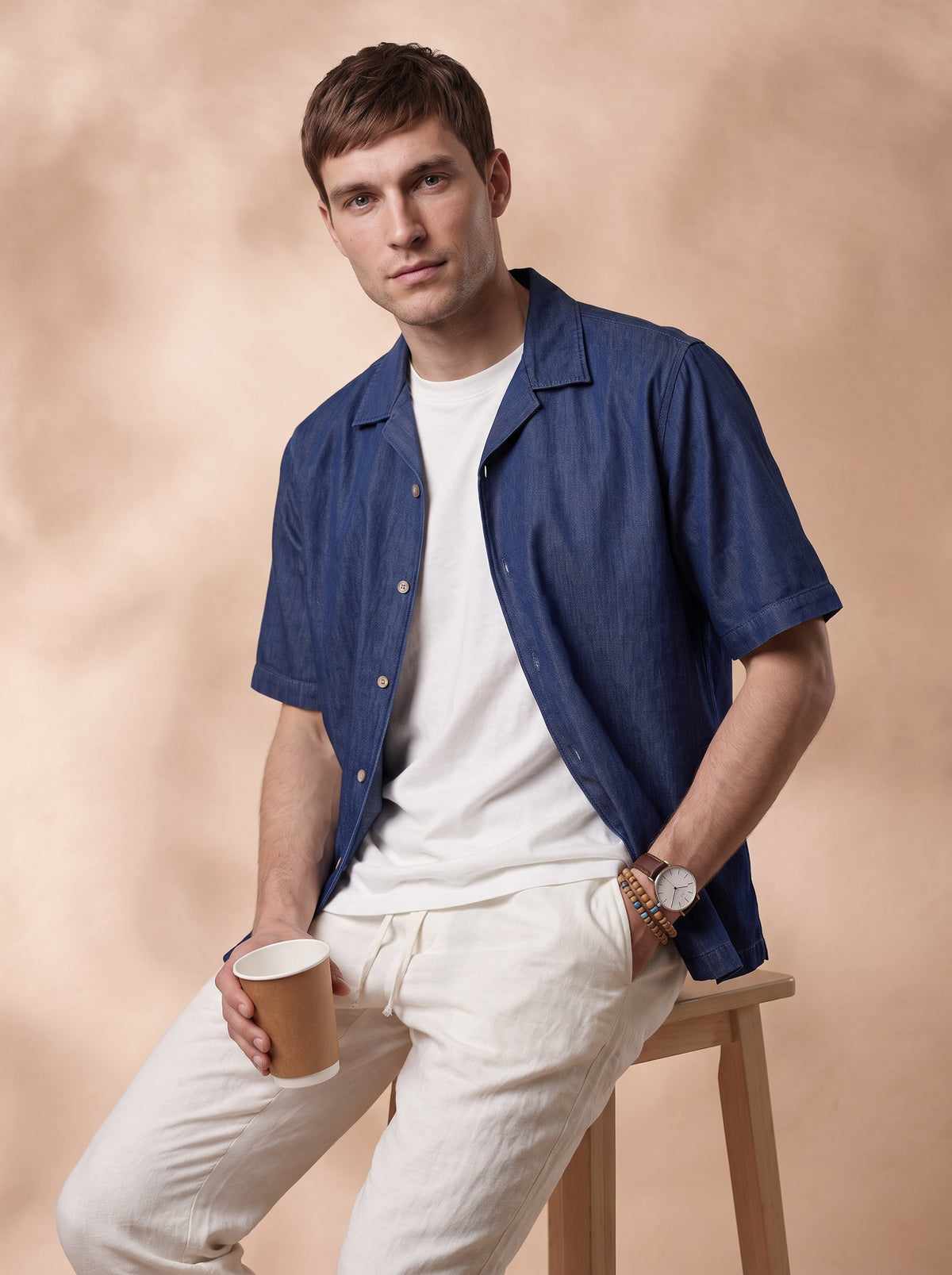 Boxy Fit Denim Navy Blue Casual Shirt for Men (DURAN)