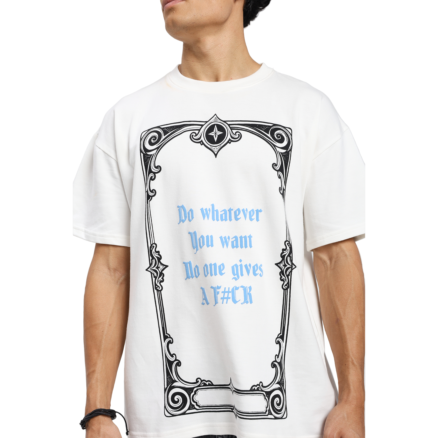 Rebel Heart Card Round Neck Printed White T-Shirt
