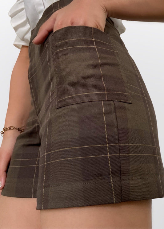 Checkered Patch Pocket Shorts