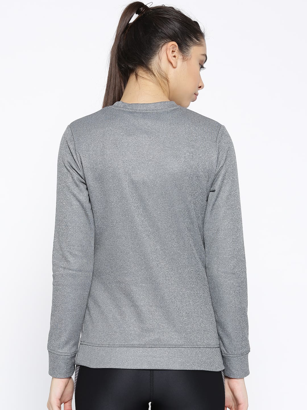Alcis Women Grey Melange Solid Sweatshirt