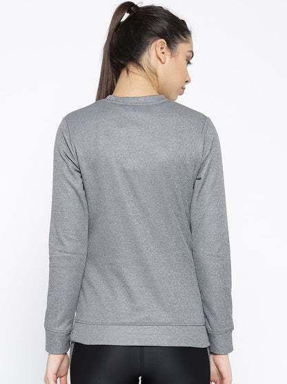 Alcis Women Grey Melange Solid Sweatshirt