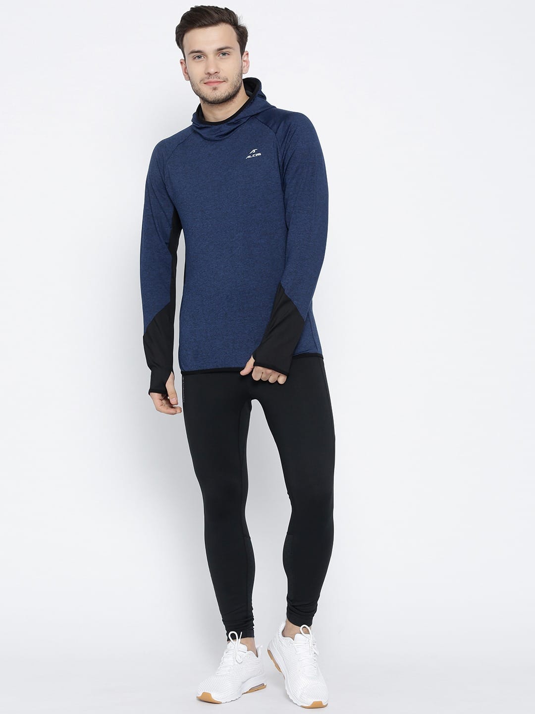 Alcis Men Navy Blue Solid Hooded Sweatshirt ECMJBMSS0012-XS