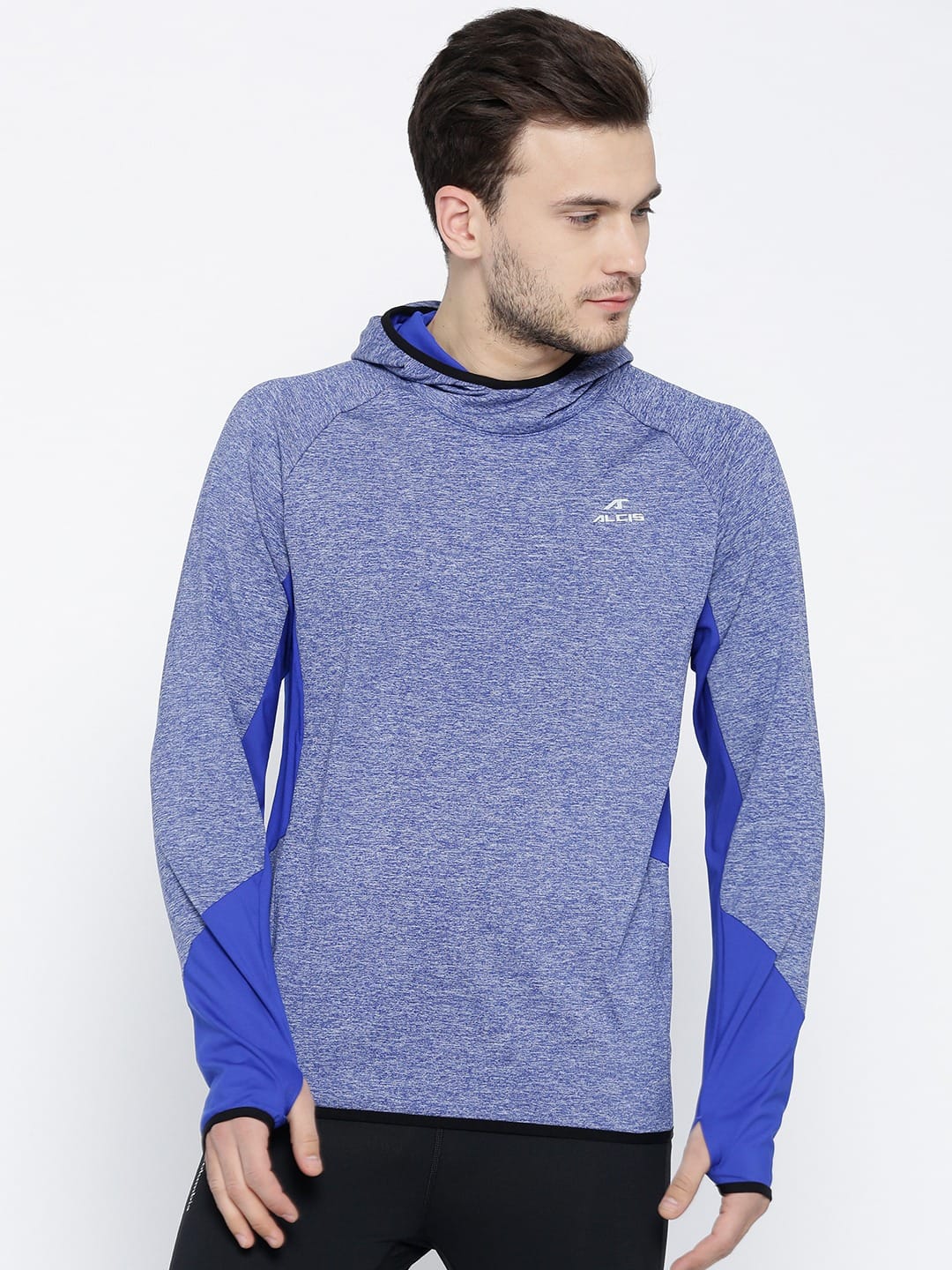 Alcis Men Blue Solid Hooded Sweatshirt ECMJBMSS0013-XS