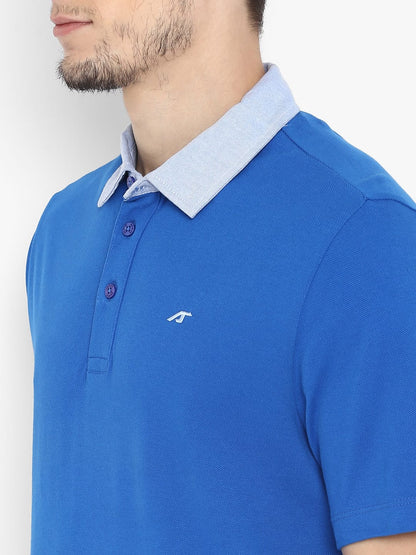 ALCIS Men Solid Blue Polo T-Shirt