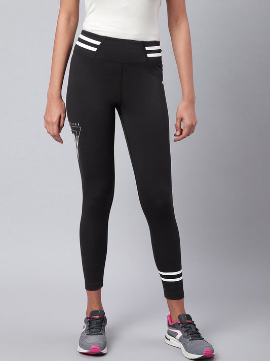 Alcis Women Black Rapid Dry Solid Cropped Training Tights