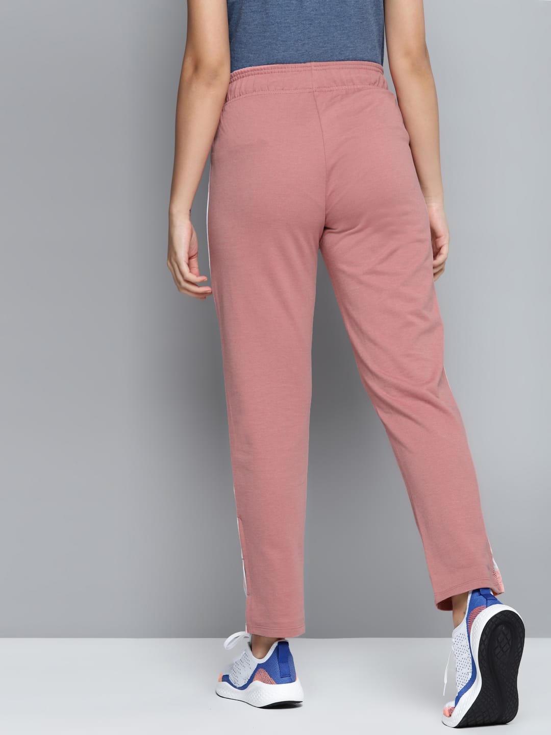 Alcis Women Pink Solid Slim Fit Track Pants with Side Taping Detail