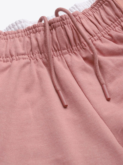 Alcis Women Pink Solid Slim Fit Track Pants with Side Taping Detail