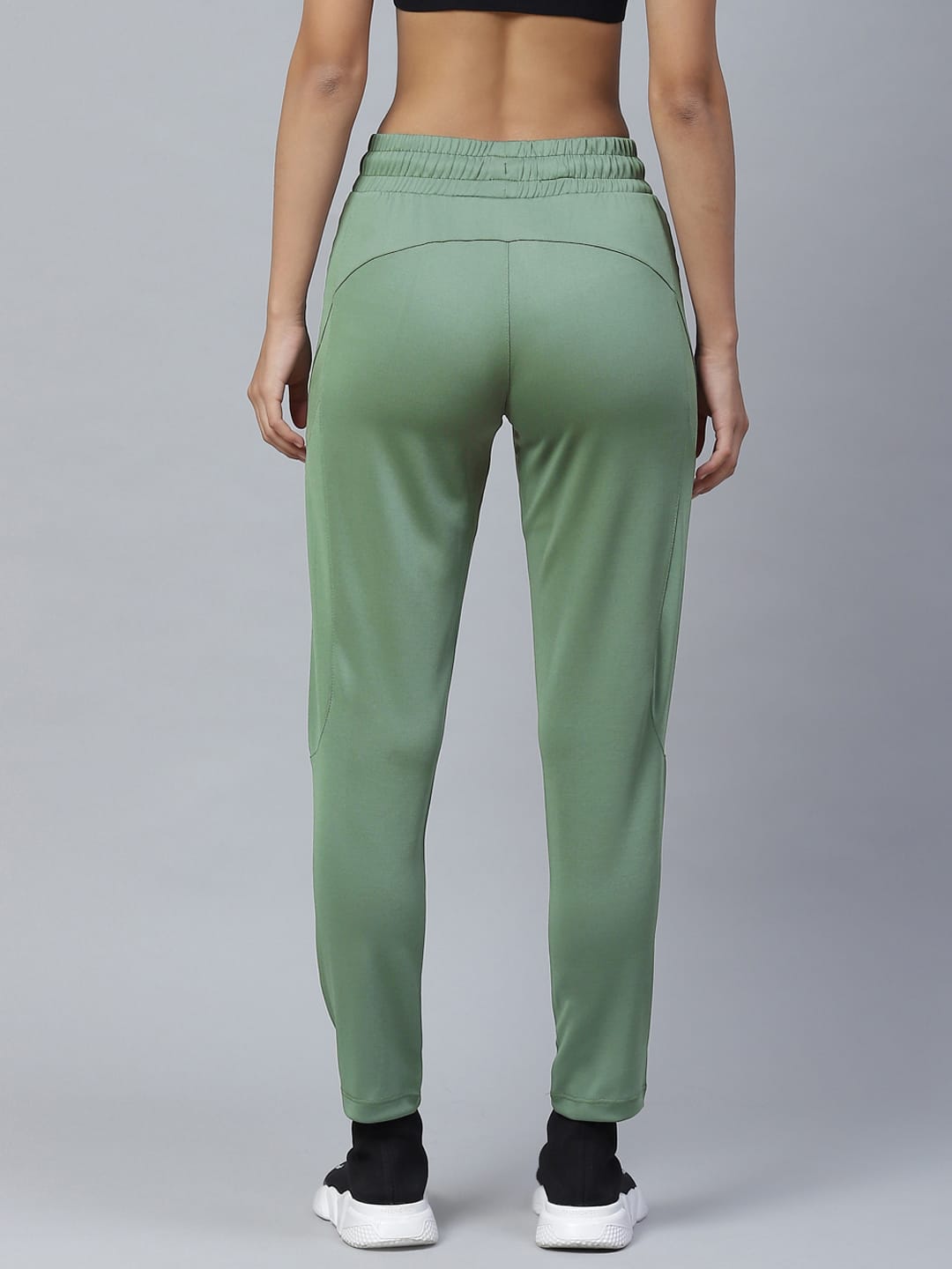 Alcis Women Olive Green Solid Slim Fit Track Pants