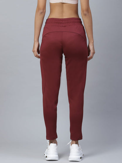 Alcis Women Maroon Solid Slim Fit Track Pants