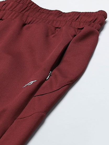 Alcis Women Maroon Solid Slim Fit Track Pants
