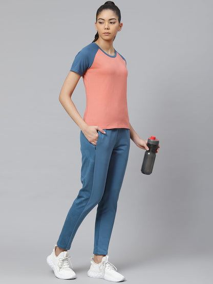 Alcis Women Blue Solid Slim Fit Track Pants
