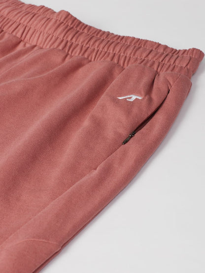 Alcis Women Peach-Coloured Slim Fit Solid Cropped Track Pants
