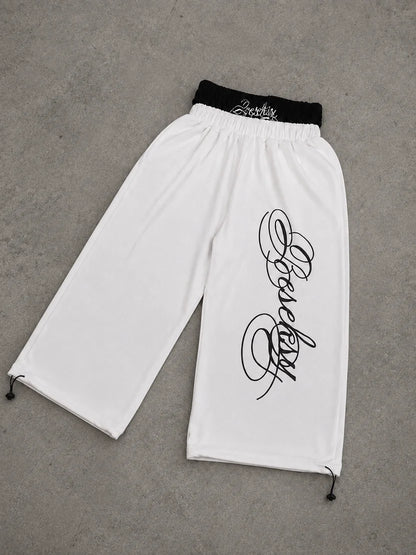 Scriptline white baggy pants-White