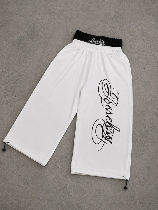 Scriptline white baggy pants-White