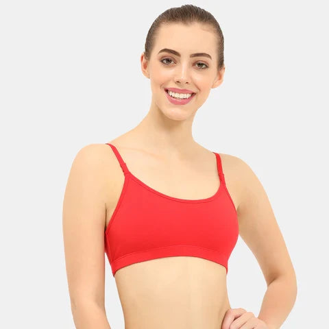 Soft comfortable girls bra red Envie full coverage non wired non padded lightweight beginners bra for teens