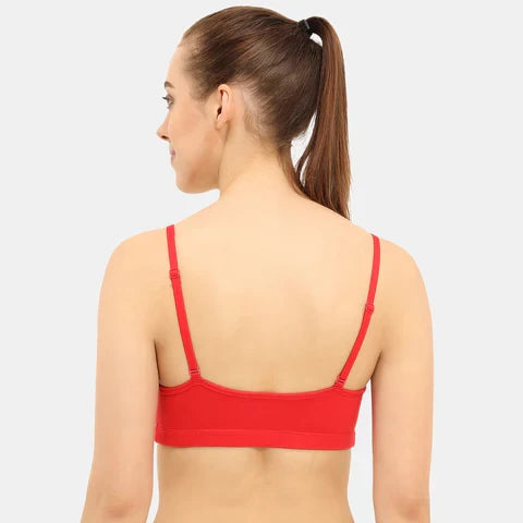 Soft comfortable girls bra red Envie full coverage non wired non padded lightweight beginners bra for teens