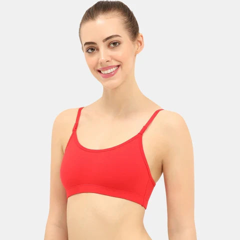 Soft comfortable girls bra red Envie full coverage non wired non padded lightweight beginners bra for teens