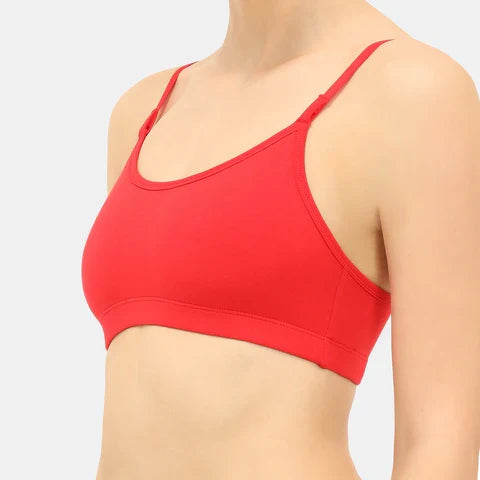 Soft comfortable girls bra red Envie full coverage non wired non padded lightweight beginners bra for teens