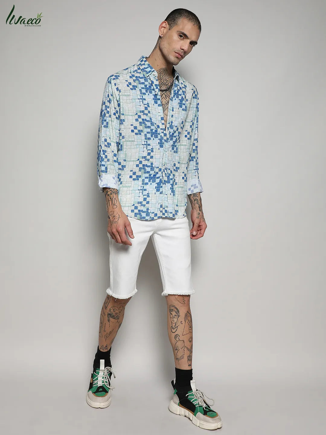 Ecoliva Geometric Lined Shirt