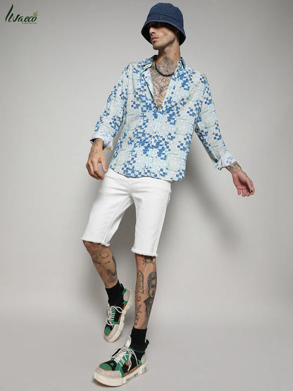 Ecoliva Geometric Lined Shirt