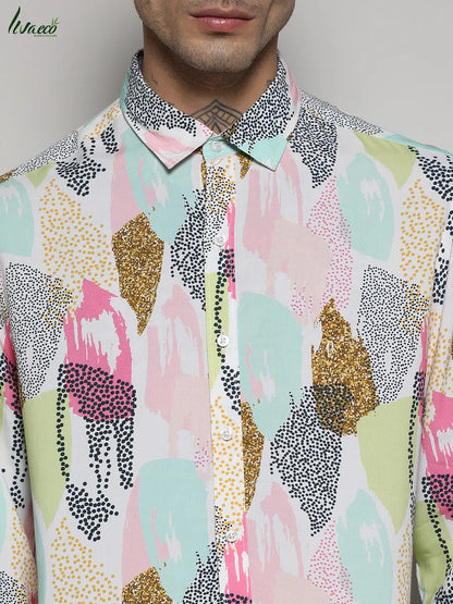EcoLiva Multicolour Abstract Dotted Shirt