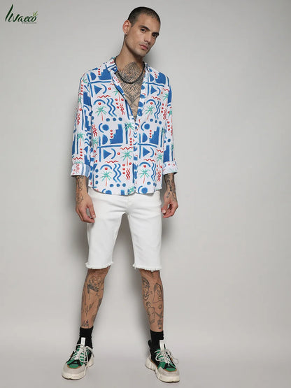 Ecoliva Geometric Palm Tree Shirt