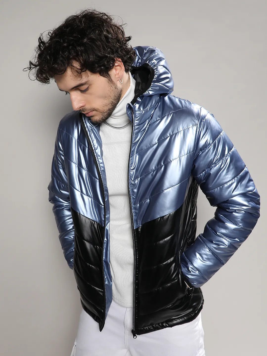 Metallic Quilted Puffer Jacket