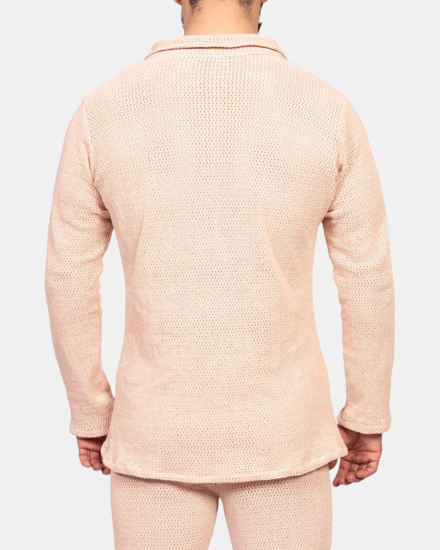 Knit Crochet Shirt /Ivory Cream