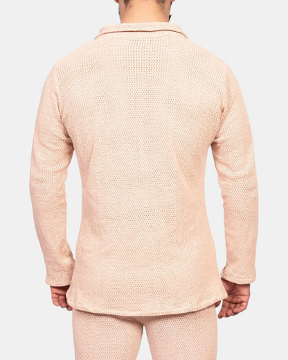 Knit Crochet Shirt /Ivory Cream
