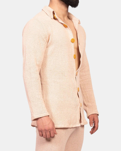 Knit Crochet Shirt /Ivory Cream