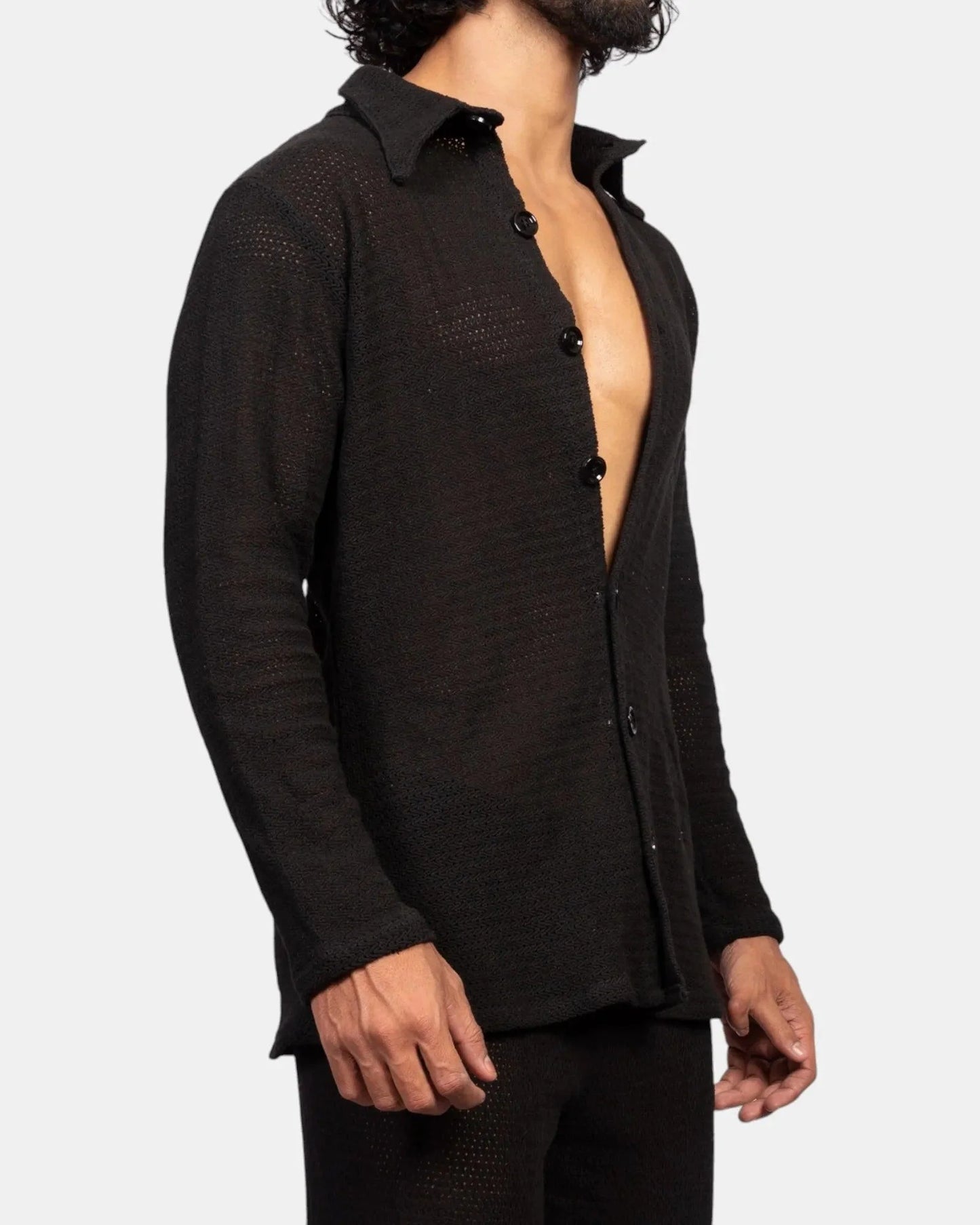 Knit Crochet Shirt /Black