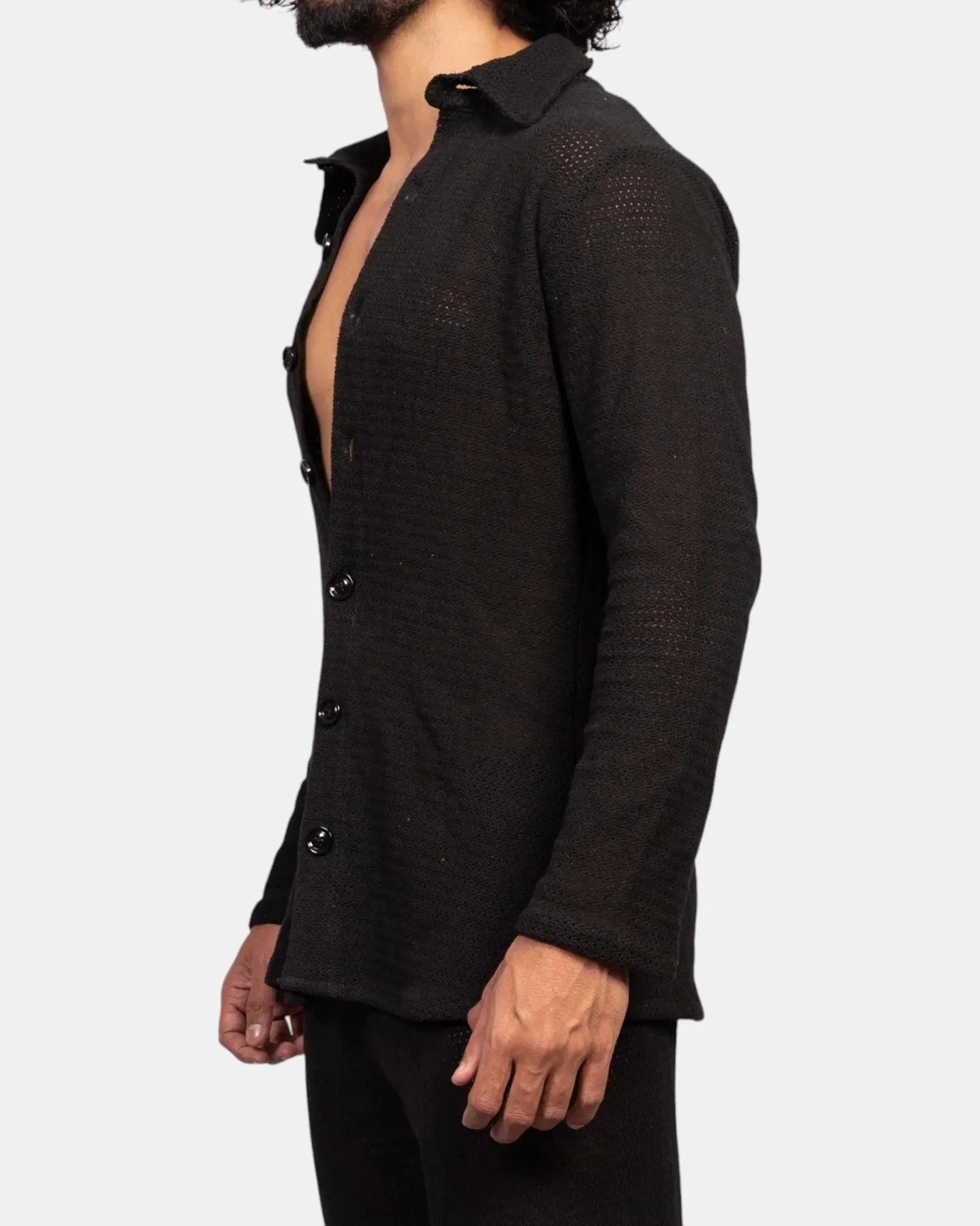 Knit Crochet Shirt /Black