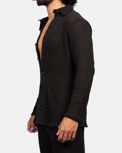 Knit Crochet Shirt /Black