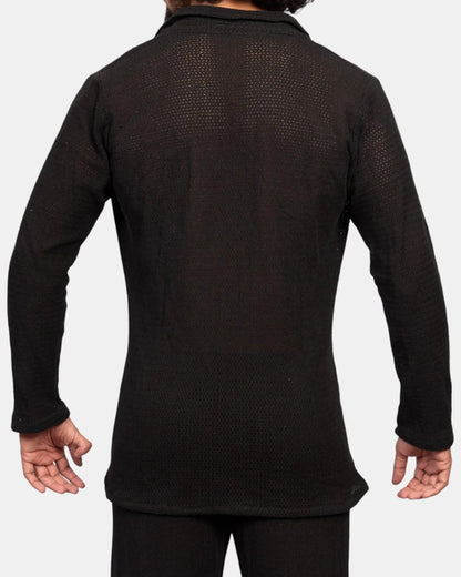 Knit Crochet Shirt /Black