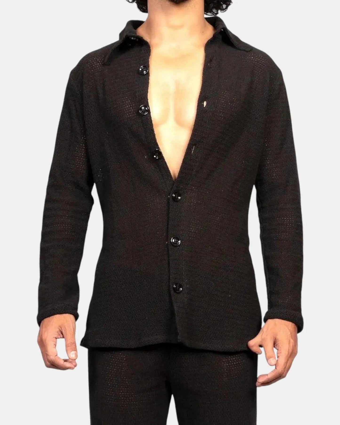Knit Crochet Shirt /Black
