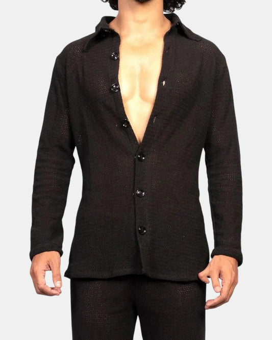 Knit Crochet Shirt /Black