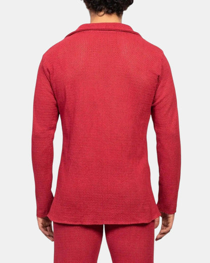 Knit Crochet Shirt /Viva Magenta
